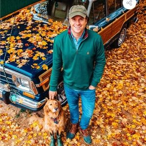 Kiel James Patrick NWT large cozy cabin quarter zip, forest green